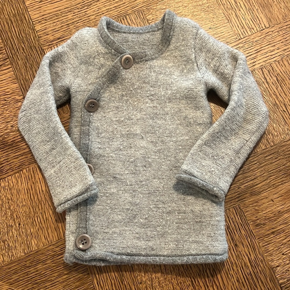 Disana wool peacoat style sweater 12-24 months gray